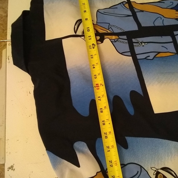 Blue Boy Mens Shirt Blue White Black Short Sleeve Button Down  M/48 Korea - Picture 6 of 6